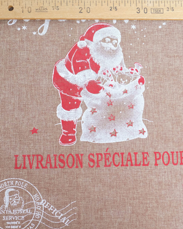 Toile de Noël Jute pour Paquet Cadeaux Père Noël - Mercerine