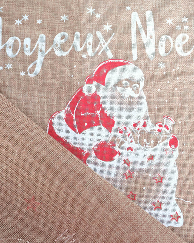 Toile de Noël Jute pour Paquet Cadeaux Père Noël - Mercerine
