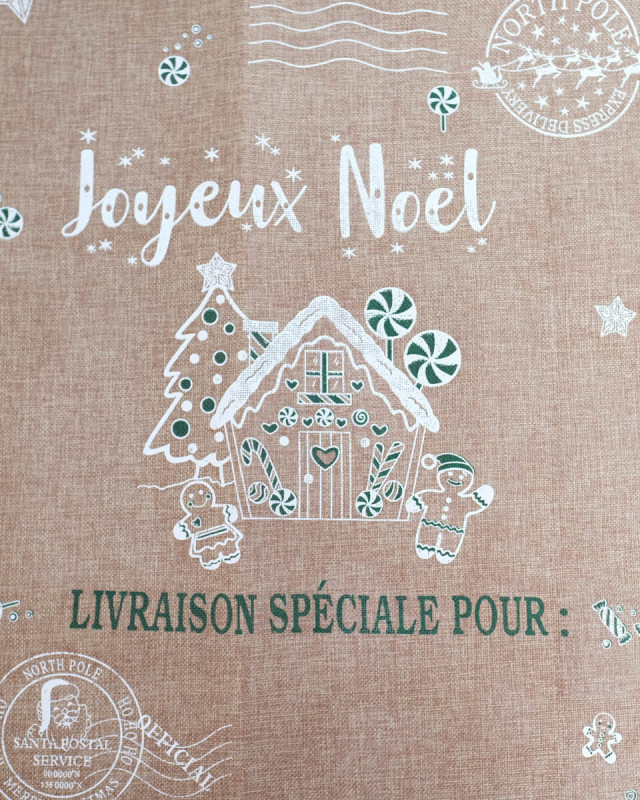 Toile de Noël Jute pour Paquet Cadeaux Chalet - Mercerine