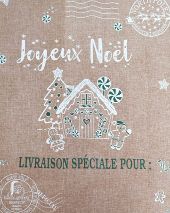 Toile de Noël Jute pour Paquet Cadeaux Chalet - Mercerine