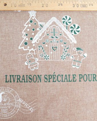Toile de Noël Jute pour Paquet Cadeaux Chalet - Mercerine