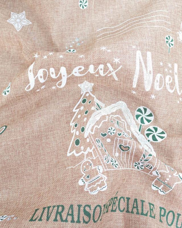 Toile de Noël Jute pour Paquet Cadeaux Chalet - Mercerine