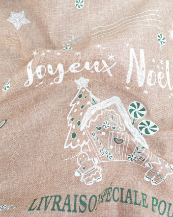 Toile de Noël Jute pour Paquet Cadeaux Chalet - Mercerine
