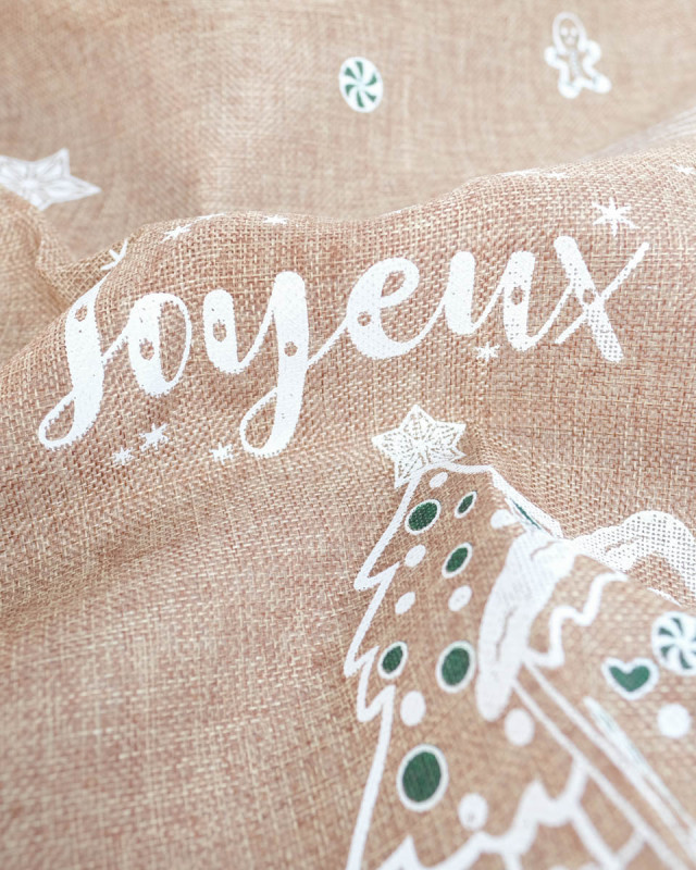 Toile de Noël Jute pour Paquet Cadeaux Chalet - Mercerine