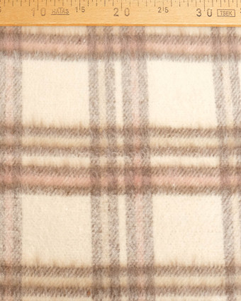Tissu À Carreaux Crème Pour Manteau Doux  Ecru - Mercerine