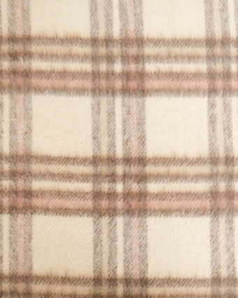 Tissu À Carreaux Crème Pour Manteau Doux  Ecru - Mercerine
