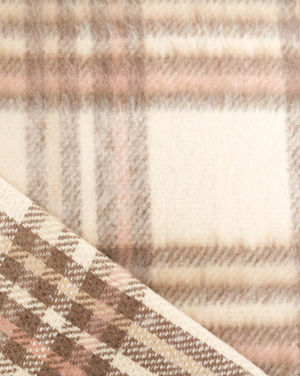 Tissu À Carreaux Crème Pour Manteau Doux  Ecru - Mercerine