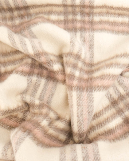 Tissu À Carreaux Crème Pour Manteau Doux  Ecru - Mercerine