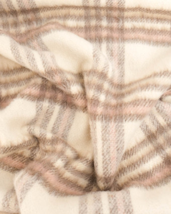 Tissu À Carreaux Crème Pour Manteau Doux  Ecru - Mercerine