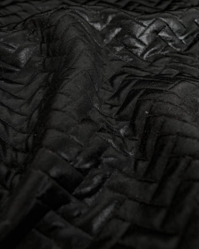 Simili Cuir irrisé chevron Noir