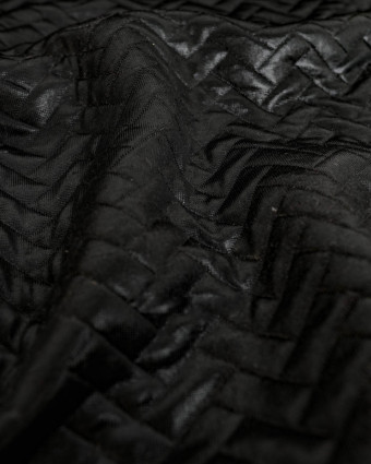 Simili Cuir irrisé chevron Noir
