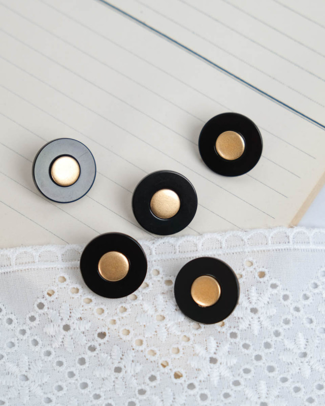 Bouton Rond Nacre et Noir - 15 mm - Mercerine