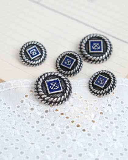 Bouton Rond Marin Encre - Mercerine