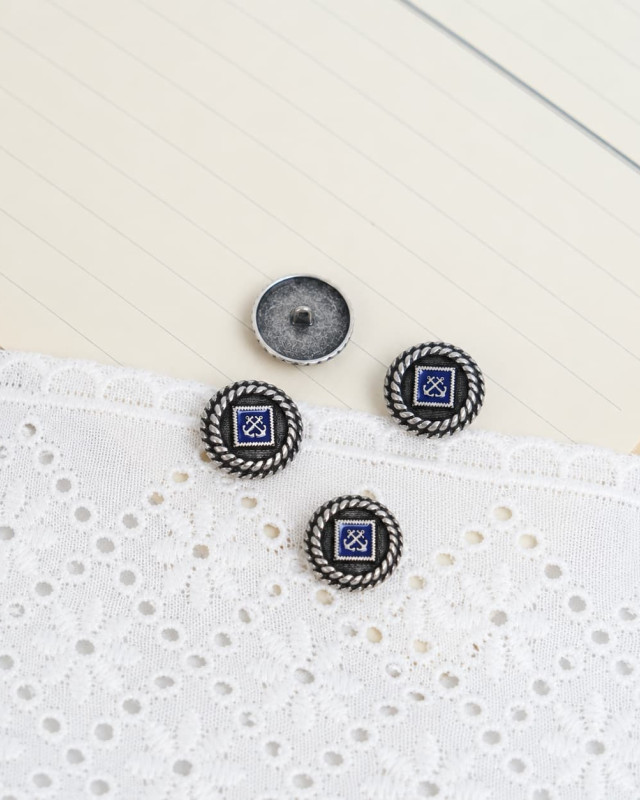 Bouton Rond Marin Encre - Mercerine