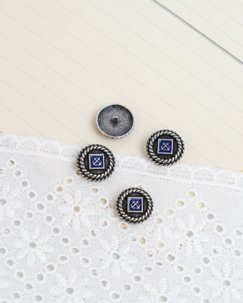 Bouton Rond Marin Encre - Mercerine