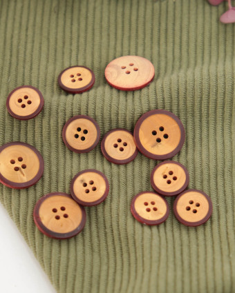 Bouton Rond Bois Bordure Prune - Mercerine