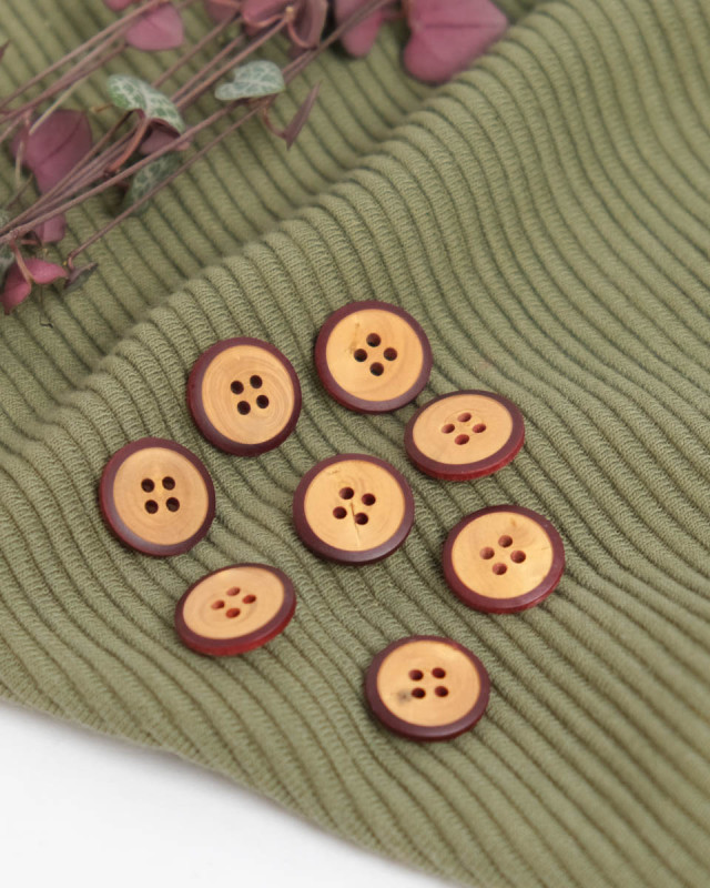 Bouton Rond Bois Bordure Prune - Mercerine