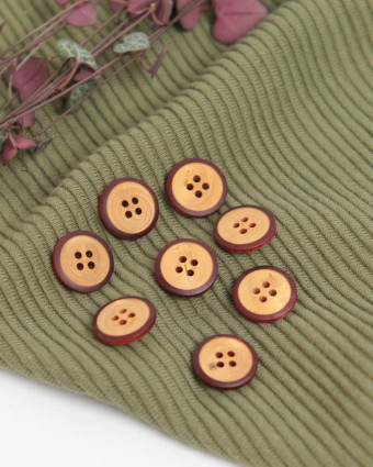 Bouton Rond Bois Bordure Prune - Mercerine