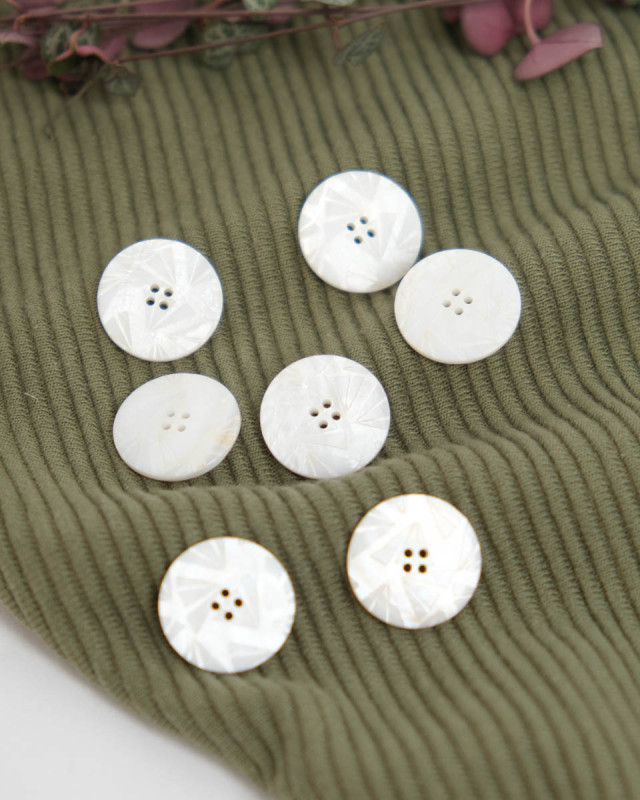 Bouton Rond Nacre Blanc Ivoire Triangle - Mercerine