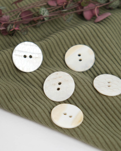 Bouton Rond Nacre Blanc Ivoire Goutte - Mercerine