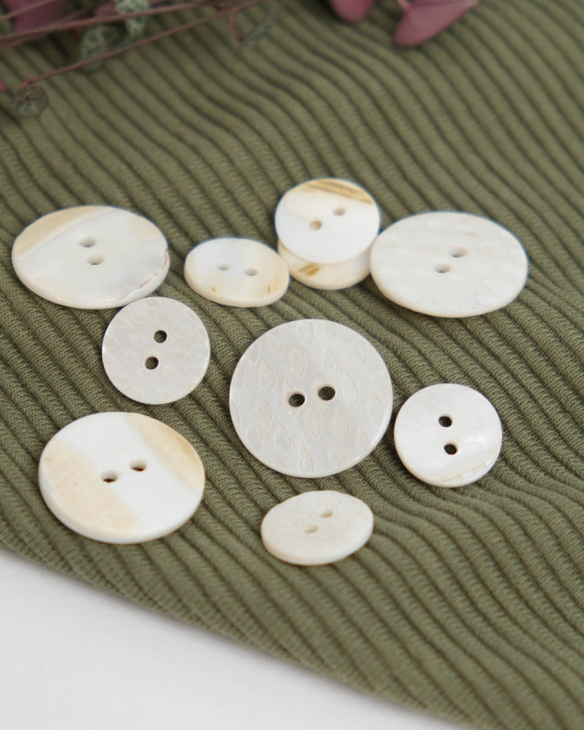 Bouton Rond Nacre Blanc Ivoire Goutte - Mercerine