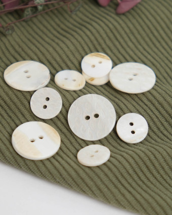 Bouton Rond Nacre Blanc Ivoire Goutte - Mercerine