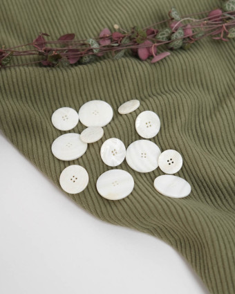 Bouton Rond Nacre Blanc Ivoire Triangle - Mercerine