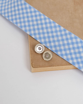 Boutons Ronds Dorés avec Strass et Détails Nacrés - Mercerine