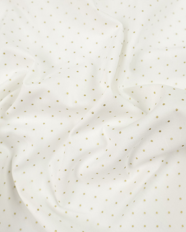 Tissu noël ivoire petit pois doré - Magasin de tissu - Mercerine