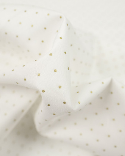 Tissu noël ivoire petit pois doré