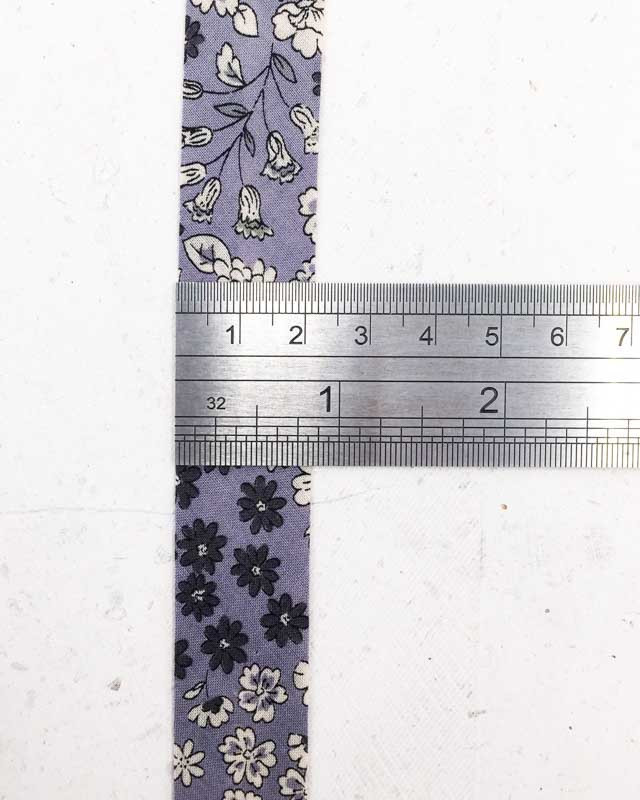 Biais Frou Frou vieux violet fleurs x1m