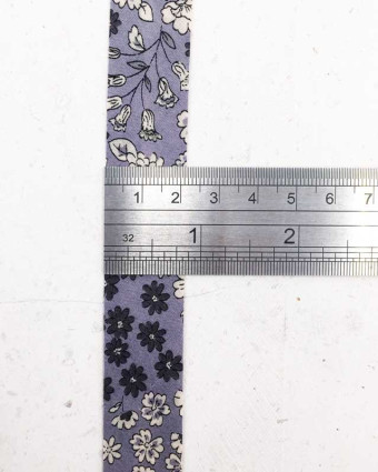 Biais Frou Frou vieux violet fleurs x1m