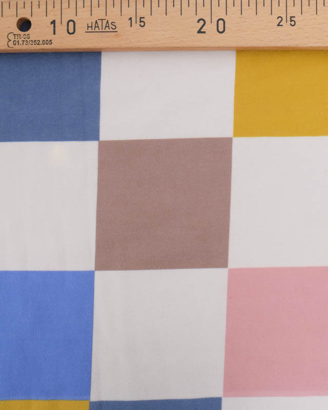 Tissu Sweat Damier Coloré Envers Doudou - Mercerine