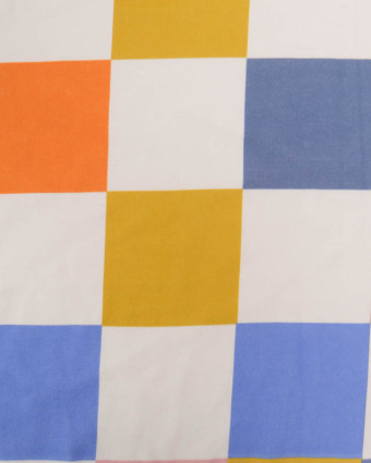 Tissu Sweat Damier Coloré Envers Doudou - Mercerine