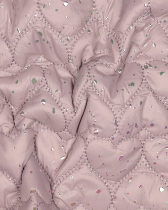 Tissu Matelassé Doudoune Rose Poudré Cœurs et Paillettes - Mercerine