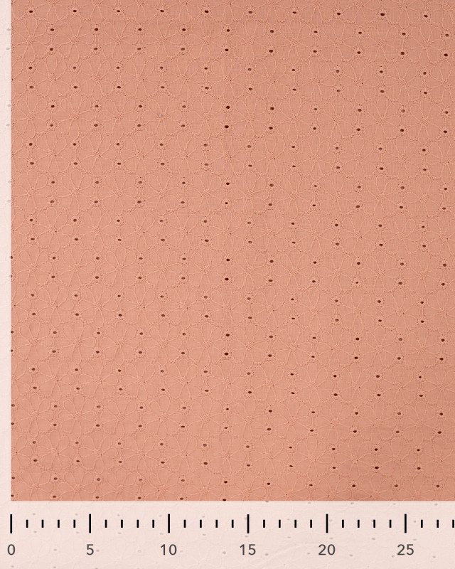 Tissu Coton Brodé Fleuri Festonné Marsala - Mercerine