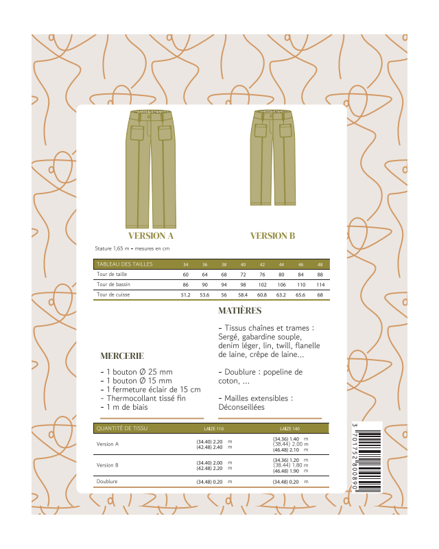 Patron Pantalon Clark - Taille - Germain Patrons - Mercerine