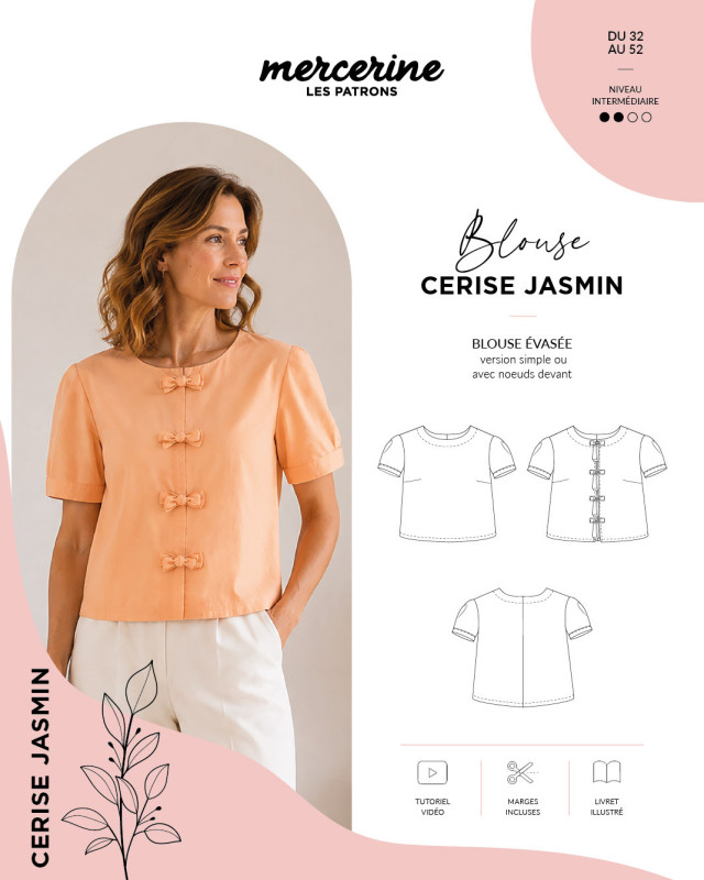 Patron blouse Cerise Jasmin– Pochette – Mercerine