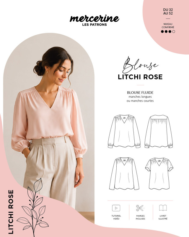 Patron blouse Litchi Rose – PDF – Mercerine