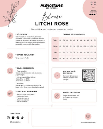 Patron blouse Litchi Rose – PDF – Mercerine