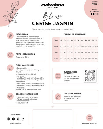 Patron blouse Cerise Jasmin– Pochette – Mercerine