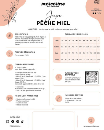 Patron jupe Pêche Miel – Pochette – Mercerine