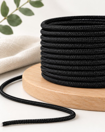 Cordon Tressé 6 mm Noir ou Blanc - Mercerine