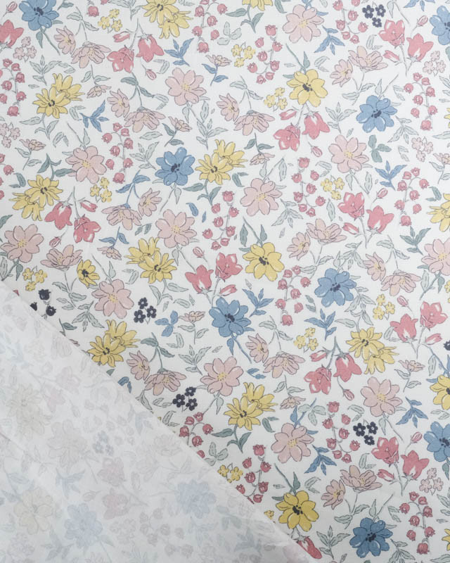 Tissu imprimé fleuri -  toucher très doux - coupe au mètre - Mercerine