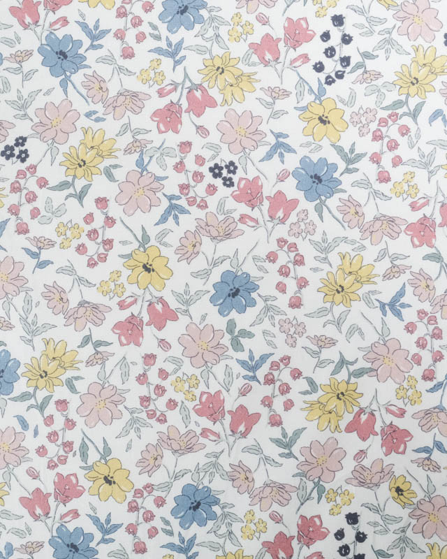 Tissu imprimé fleuri -  toucher très doux - coupe au mètre - Mercerine
