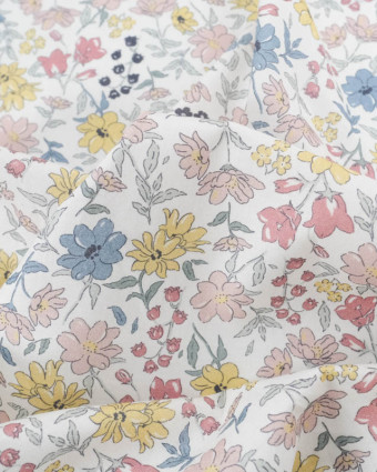 Tissu imprimé fleuri -  toucher très doux - coupe au mètre - Mercerine