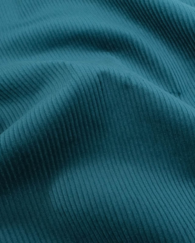Tissu Velours Côtelé Stretch Paon Mira - Mercerine
