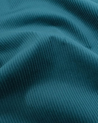 Tissu Velours Côtelé Stretch Paon Mira - Mercerine