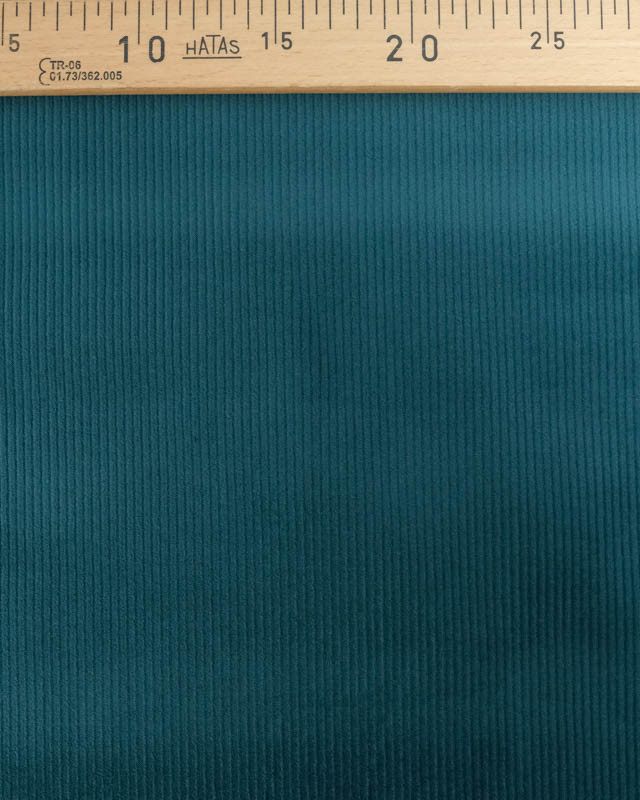 Tissu Velours Côtelé Stretch Paon Mira - Mercerine