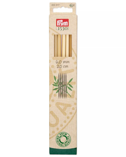 Aiguilles à tricoter- 2 pointes- bambou - 6.0mm - Prym - Mercerine